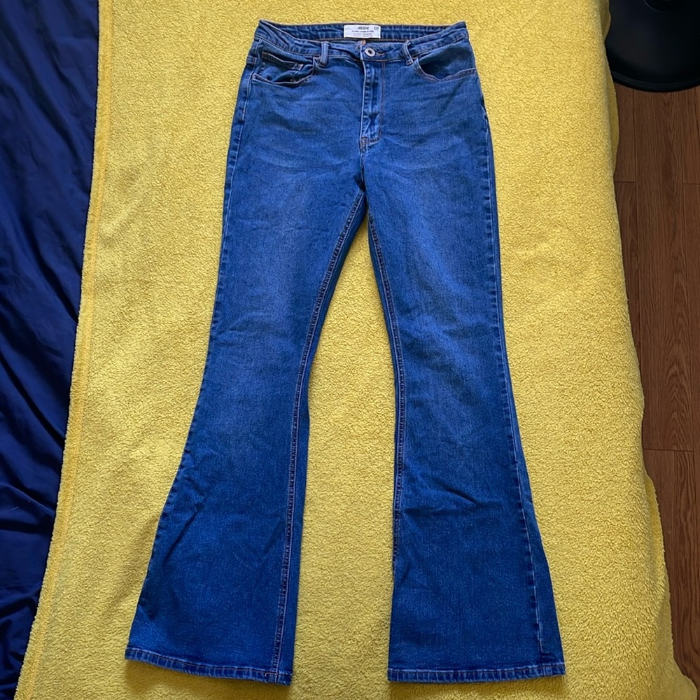 Blue flared jeans